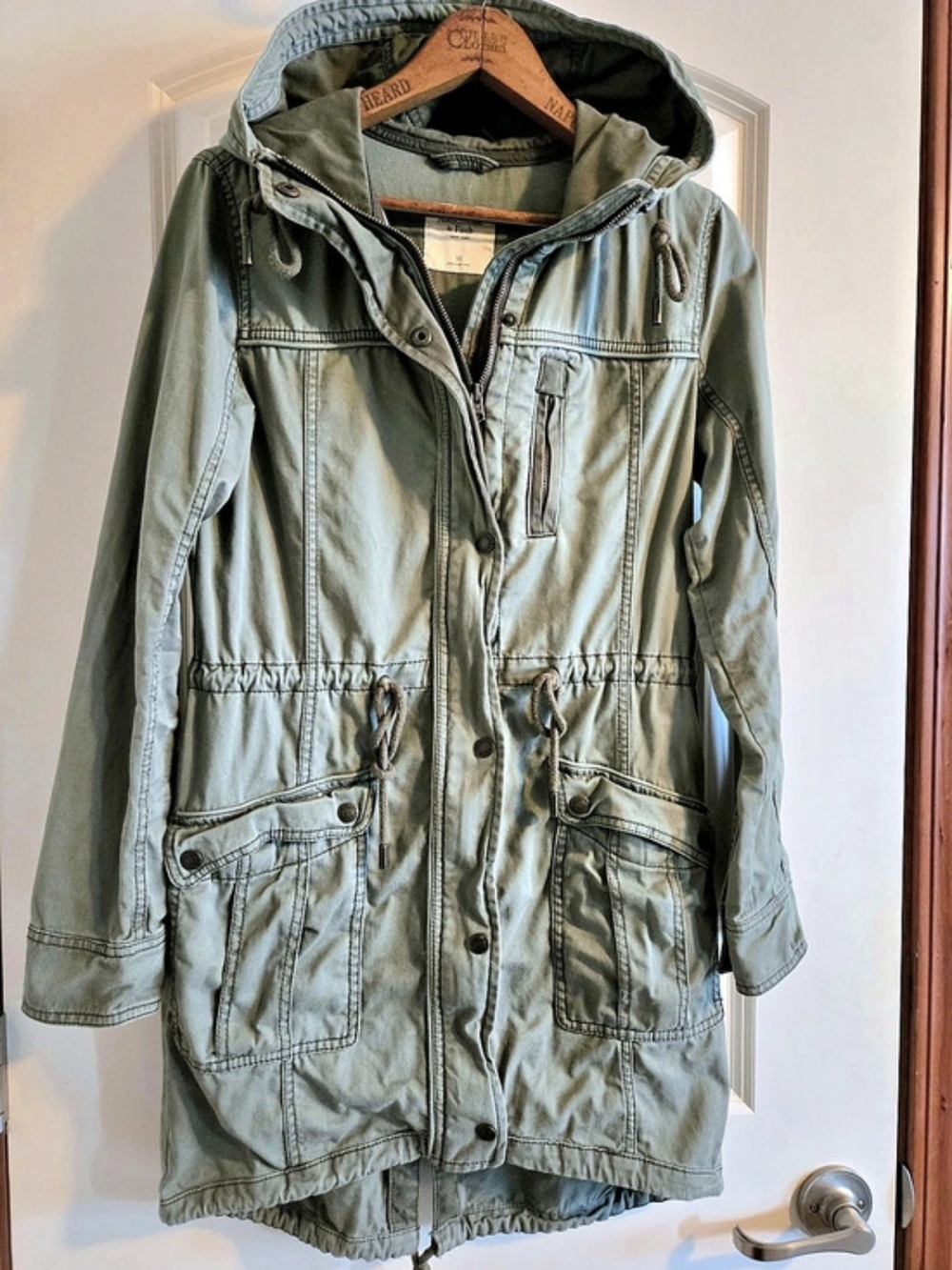 Abercrombie & Fitch Olive Green Hooded Utility Parka Jacket 1U2338 Cotton XS